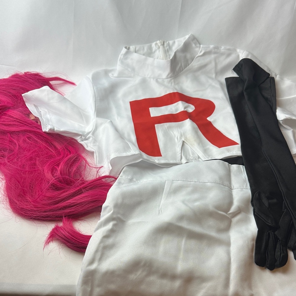 Pokemon Team Rocket Jesse Adult/Teen Costume - White and Red with Wig